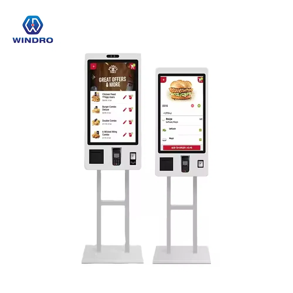 Kfc Restaurant 21.5 23.8 27 32 Inch Touch Screen Cashless POS Fast Food Self Service Order Payment Terminal Kiosk Floor Stand Machine