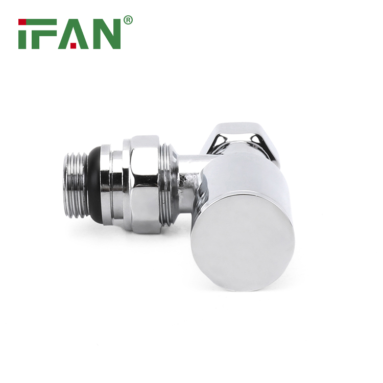 Ifan ISO15875 Brass Radiator Valve Female Thread Angle Temperature Valve Chrome Plated Radiator Valve