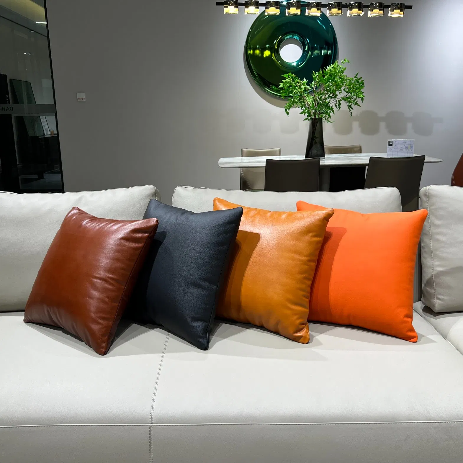 High Quality Square Pillows Cushions Top Grain Leather Sofa Seats Cushions