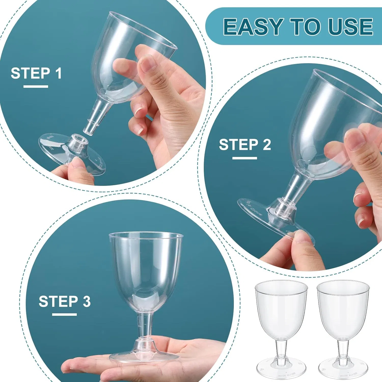 5 Oz Plastic Wine Glasses with Stem Disposable Plastic Party Cups Goblet Wine Glasses