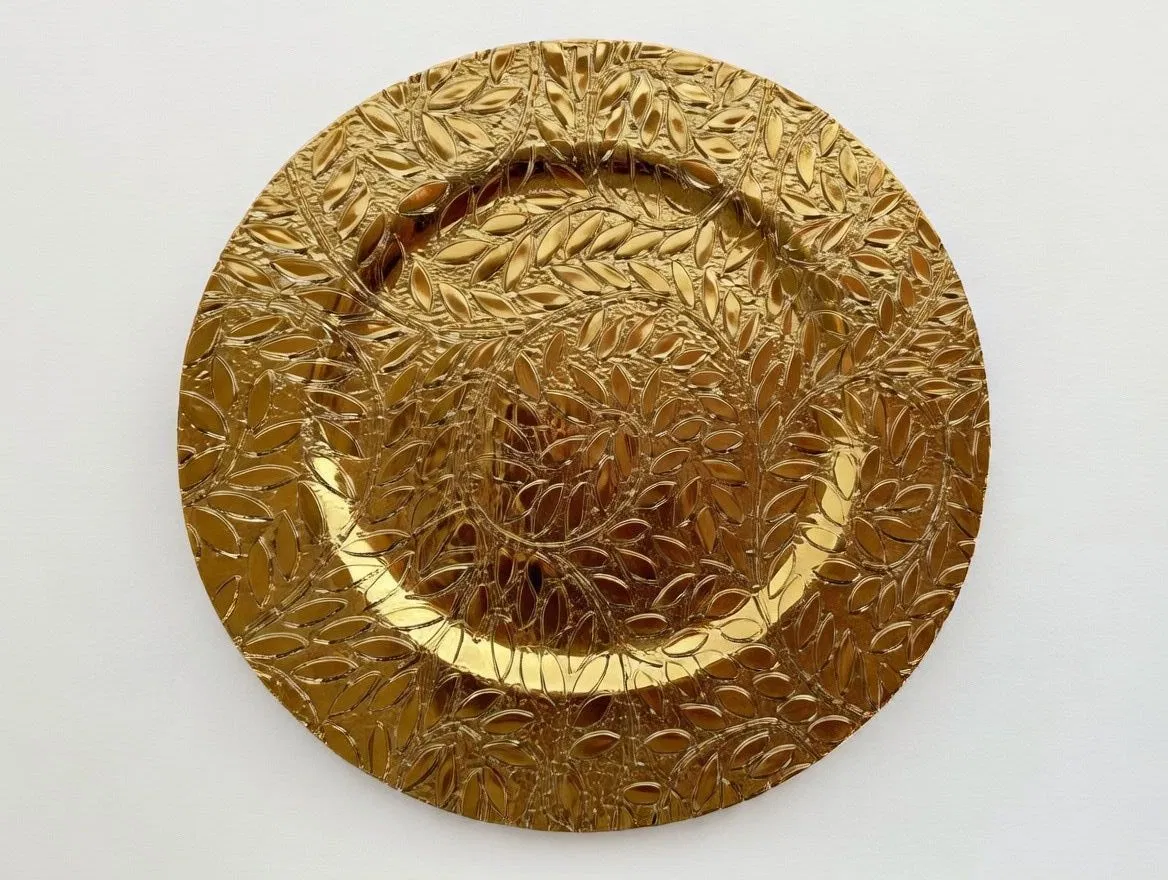 Full Wheat Ear Pattern Plastic Charger Plate Made of PP Material