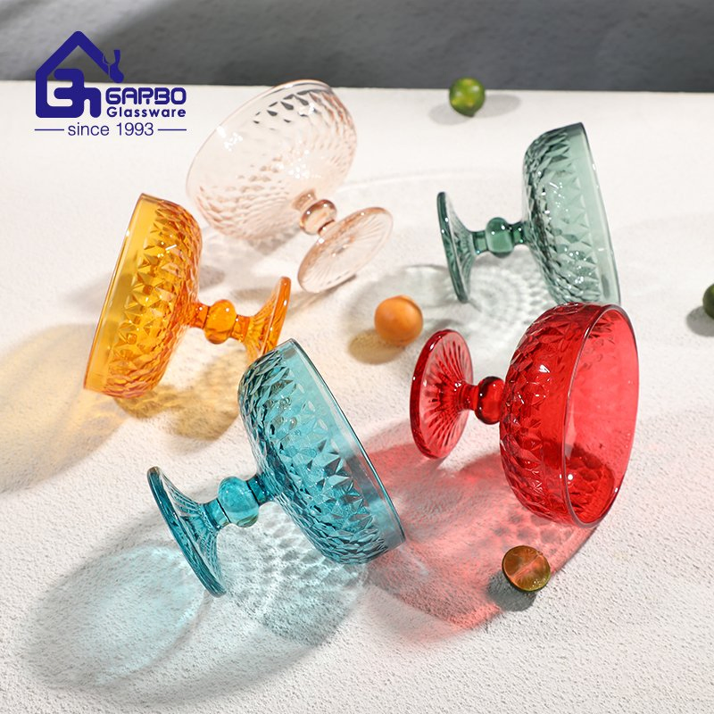 Wholesale Colored Round Diamond Ice Cream Bowl with Feet