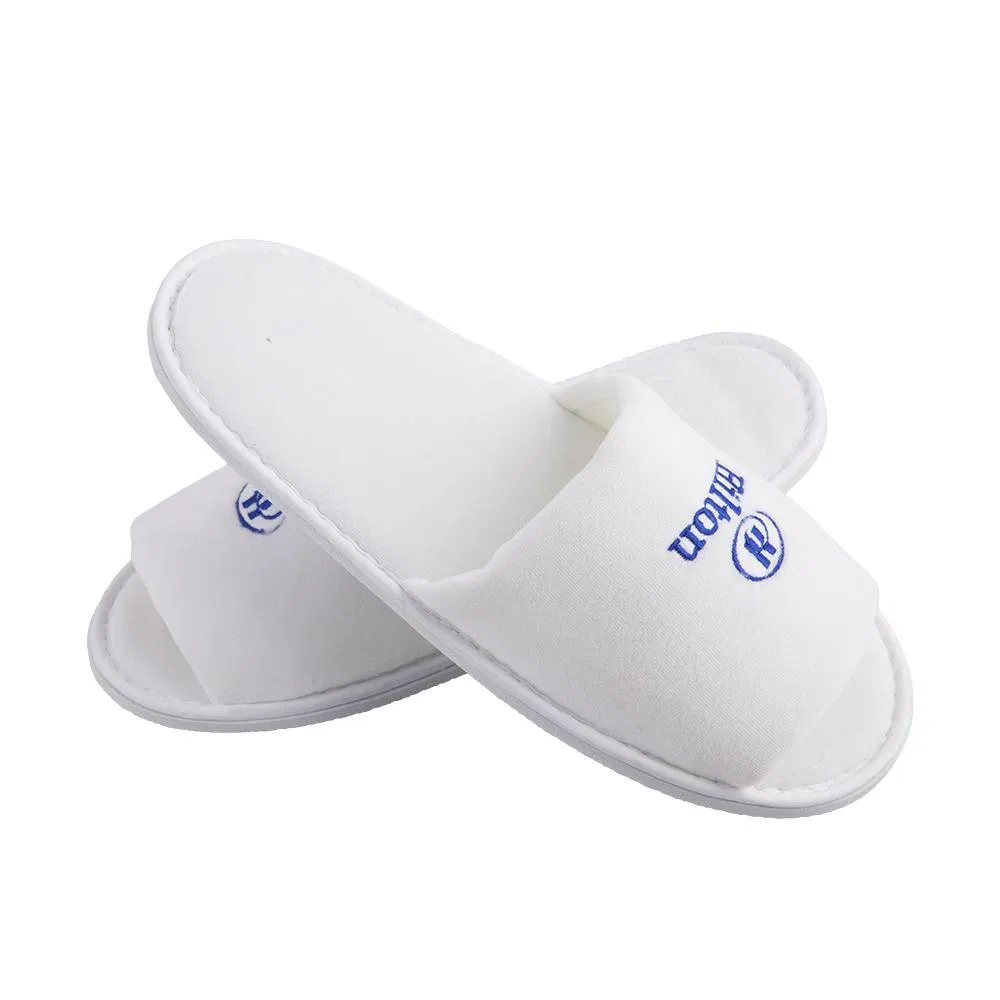 Wholesale Guest Slippers White Velour Hotel Slipper