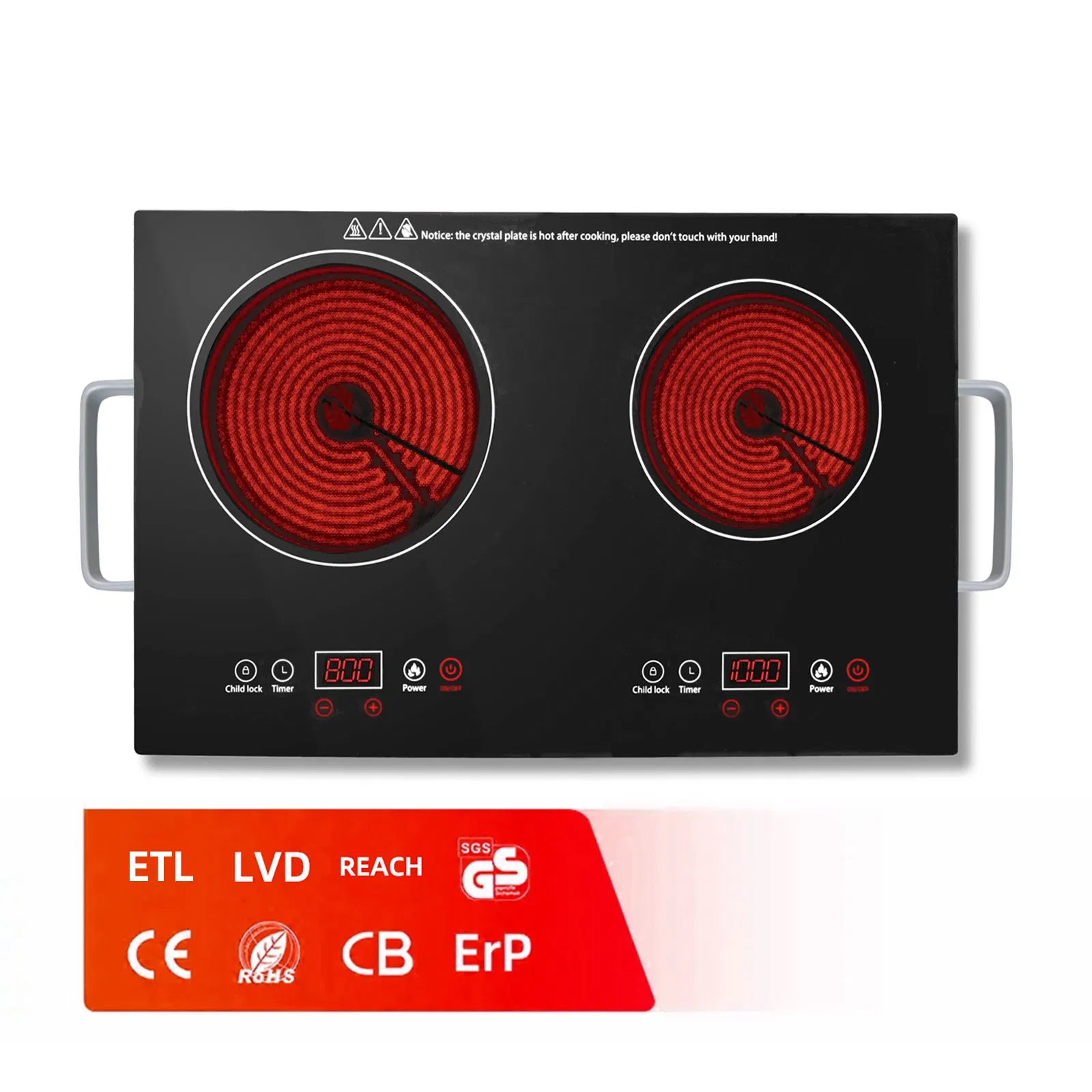 Touch Screen Double Burner Digital Control Gasless Electric Infrared Ceramic Cooker