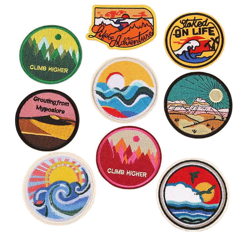 Аппликации вышитые пейзаж стиль панк для одежды