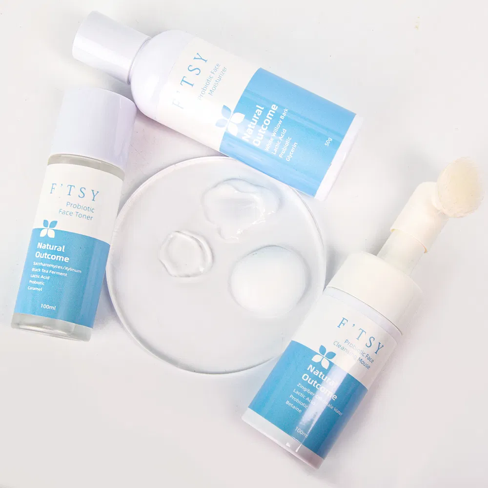 Custom Logo Natural Vegan Probiotics Face Skin Care Set Natural All Skin Types Brightening Moisturizing Glowing Facial Care Kit Set