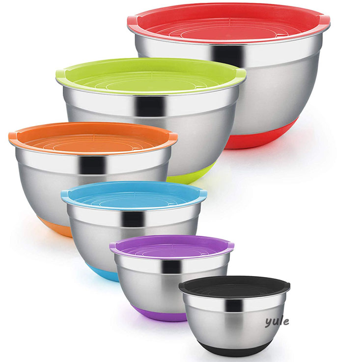 Non-Slip Silicone Bottom Kitchen Baking Utensils Stainless Steel Mixing Bowl