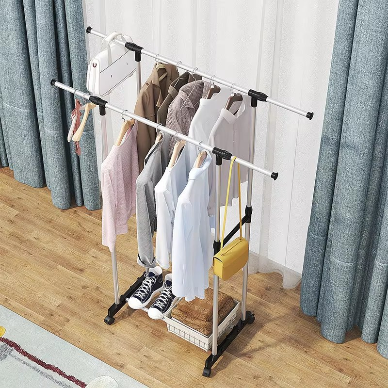 Hot Selling Simple Retractable Clothes Hanger Outdoor Movable Multifunctional Coat Rack Single Tier Drying Rack