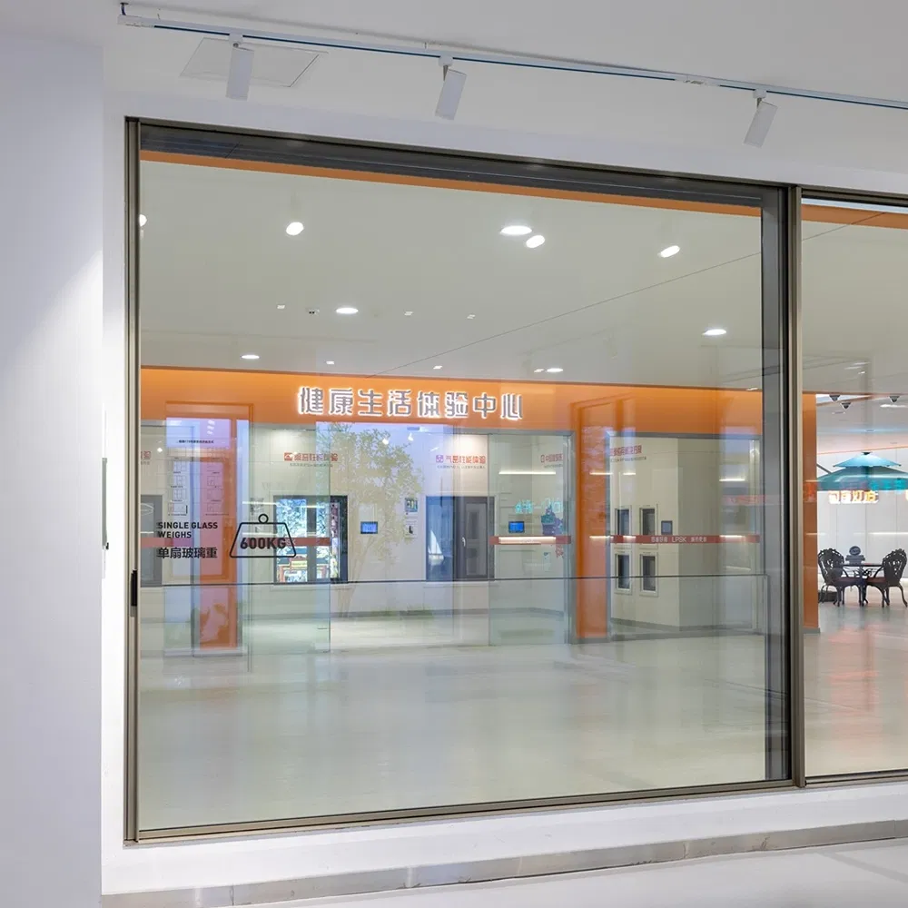 Narrow Slim Frame Aluminium Sliding Accordion Panoramic Doors with Double Glass