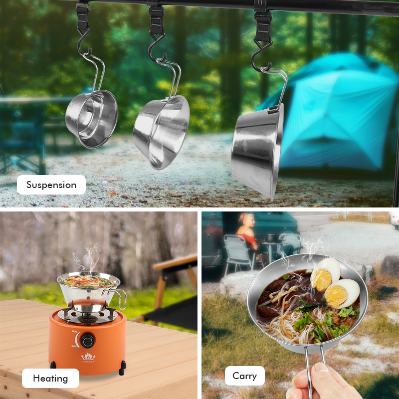 Korean Japan Outdoor 200/300/550ml Stainless Steel Camping Bowl Set