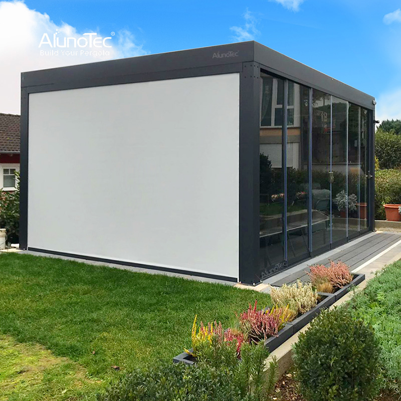 AlunoTec Factory Price DIY Customized Durable Outdoor Roller Blind Semi-Blackout Fabric Roller Shades Waterproof Windproof Zip Screen External Blinds Curtain
