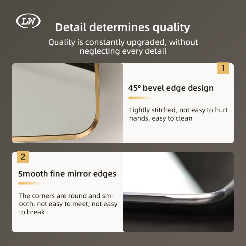Home Decoration Custom Wall-Mounted Rectangular Single-Sided Cosmetic Glass with Aluminum Alloy Frame Bedroom Full Length Dressing Mirror
