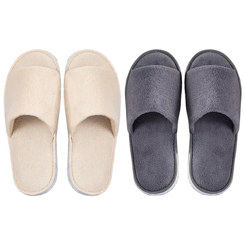Wholesale Luxury Quality Beige Personalized Logo Hotel Disposable Slippers