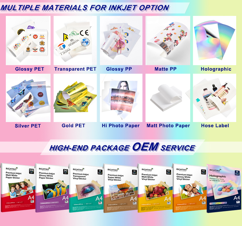 Shanghai Sticker Rightint Carton A4, OEM One Side Coated Paper Adhesive