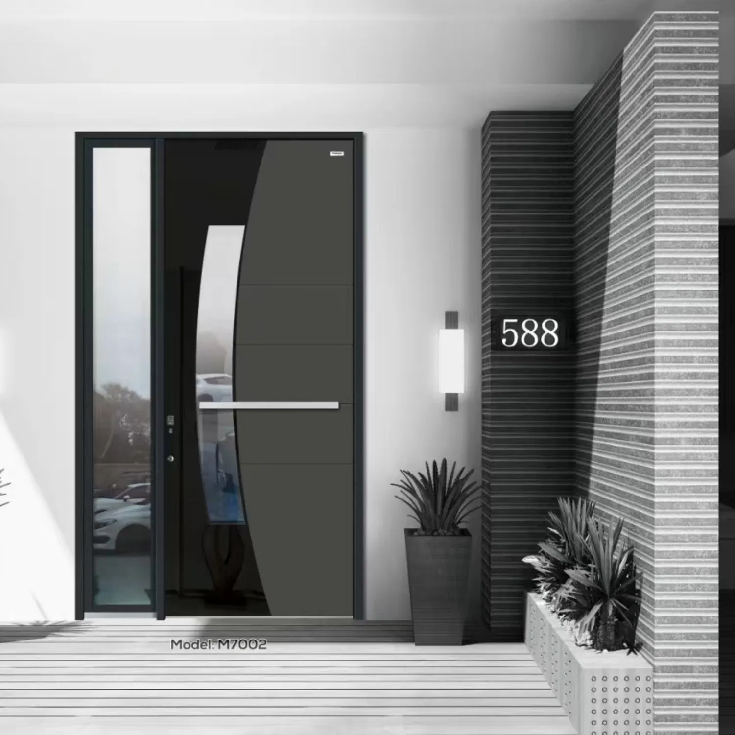 Good Light Transmission Performance Glass Splicing Cast Aluminum Door for Entrance