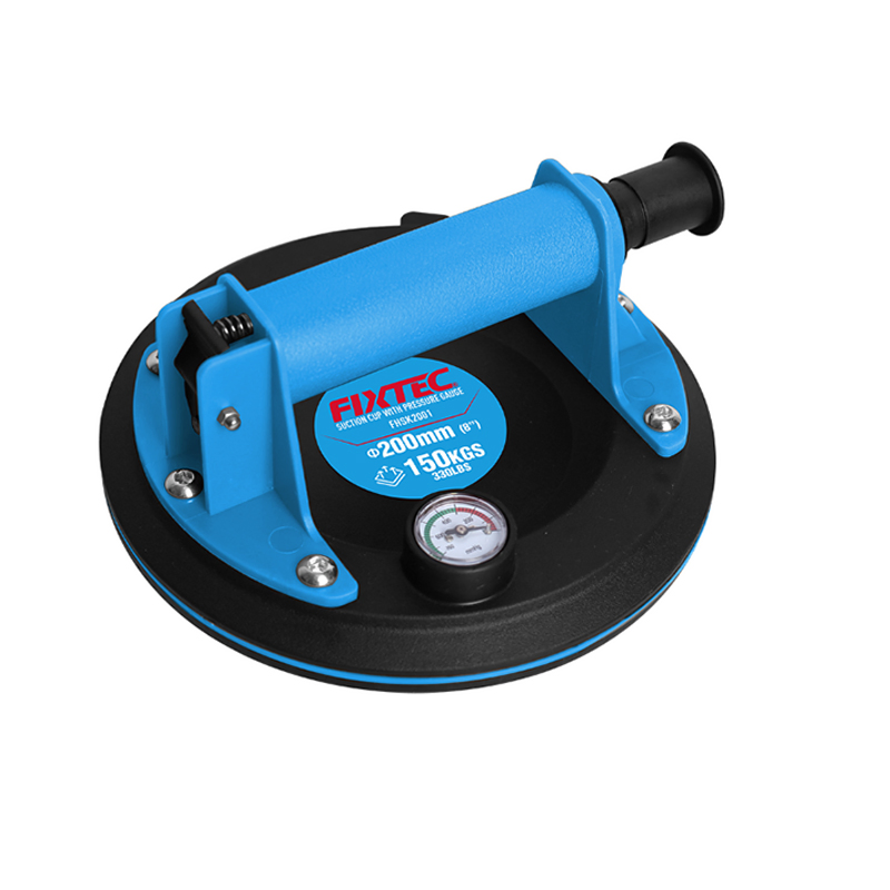 Fixtec 200mm Heavy Duty Suction Cup with Pressure Gauge 150kg Lifting Capacity for Glass/Stone/Metal