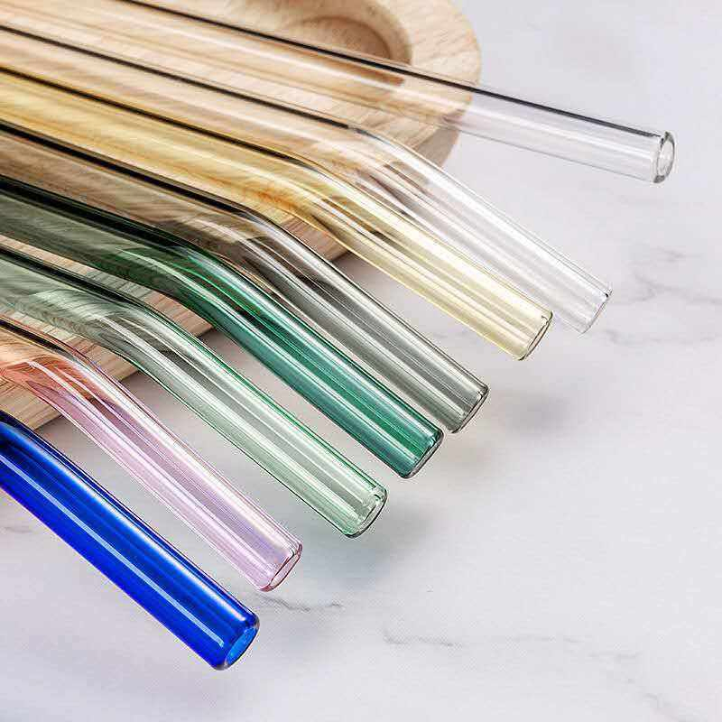 Custom High Borosilicate Colored Glass Straws for Drinking