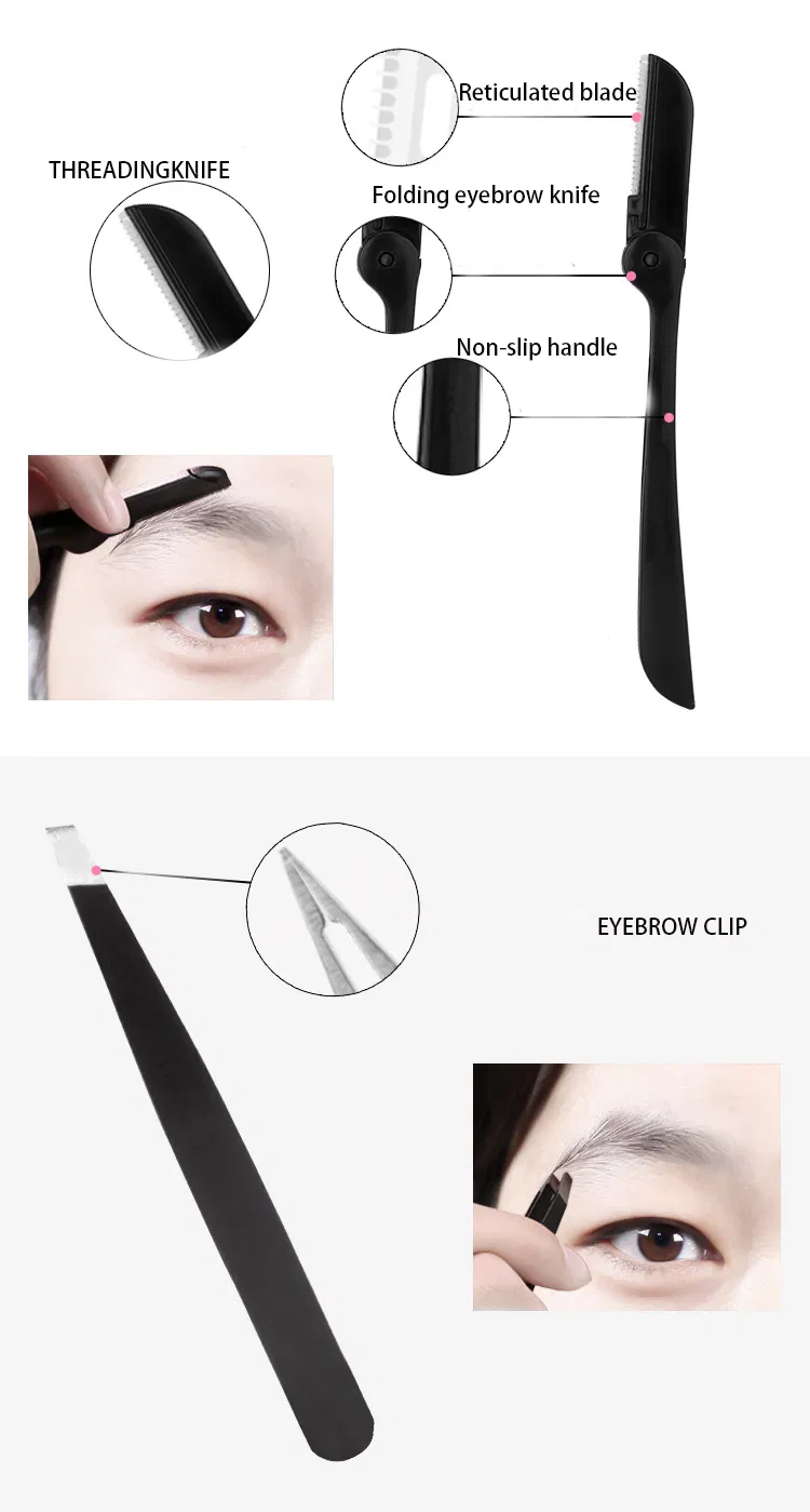 OEM Beauty Makeup Tools 3PCS Black Series Tweezers Scissors with Eyebrow Trimmer Set