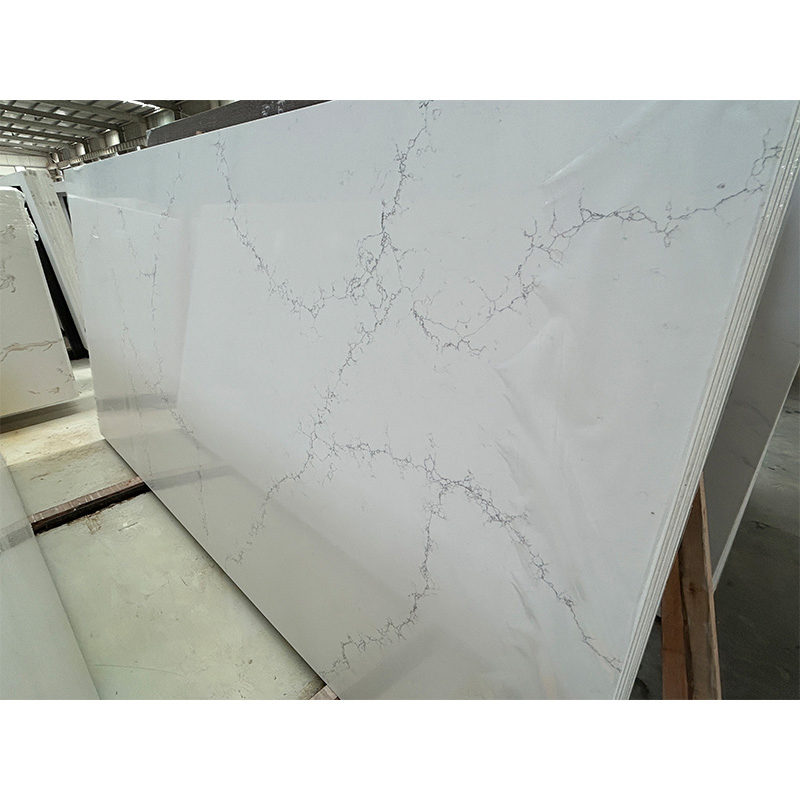Artificial Stone Polished/Honed White Calacatta White Quartz Big Slab for Interiors/Indoor Kitchen/Bathroom Countertops/Vanity