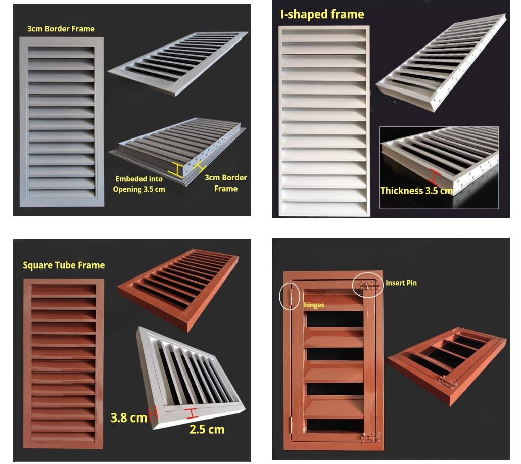 Fasec Aluminum Rainproof Shutter Blinds Zinc Steel Louver Window Door Manully Operated