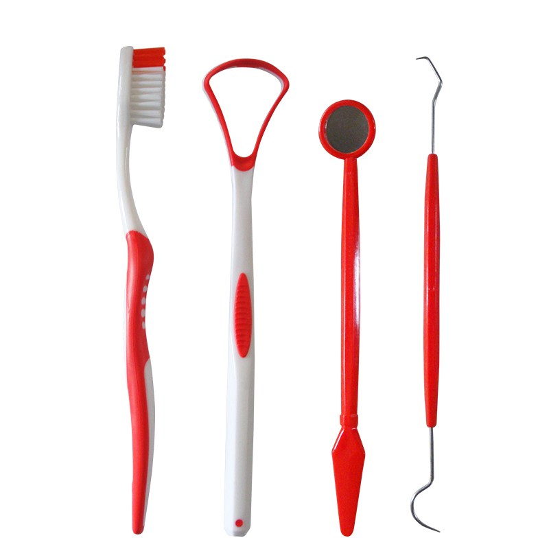 Wholesale Label Printing Orthodontic Toothbrush/Tongue Cleaner/Mouth Mirror/Dental Probe Oral Kit