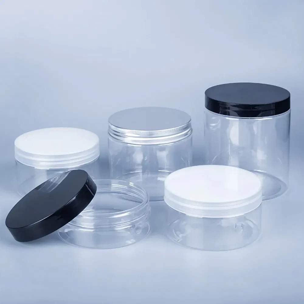 Kitchen Clear Plastic Pet Cereal Jar Dried Fruit Spice Cookie Snacks Candy Food Packaging Storage Cosmetic Cream Container