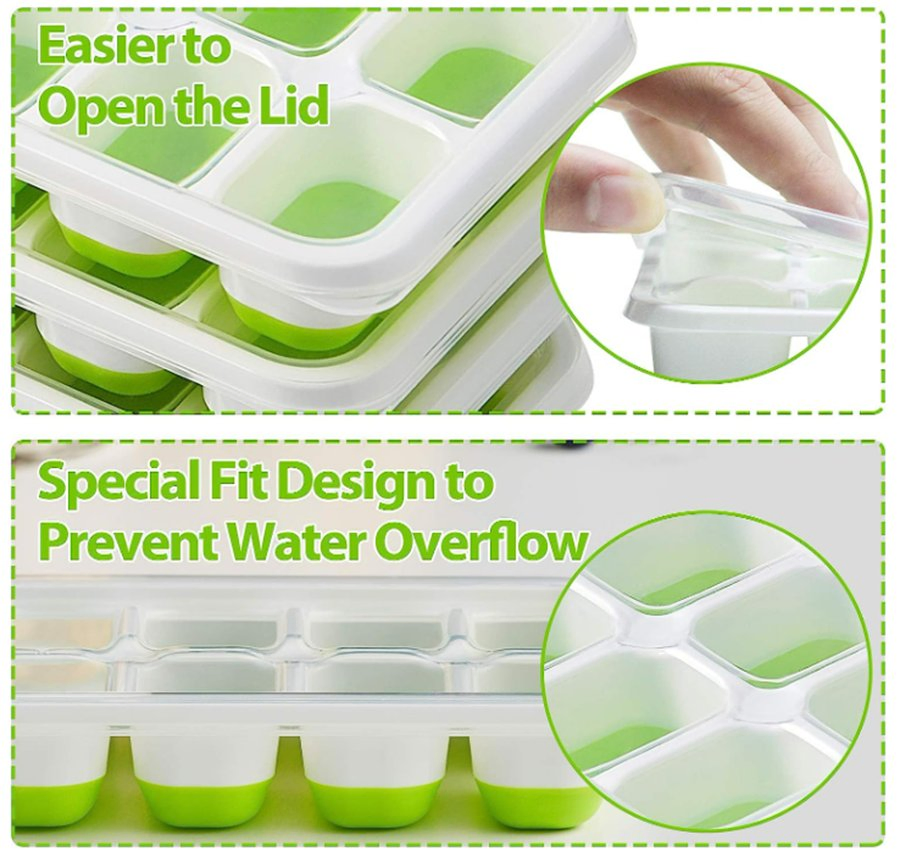 Easy-Release Silicone & Flexible 14-Ice Cube Trays