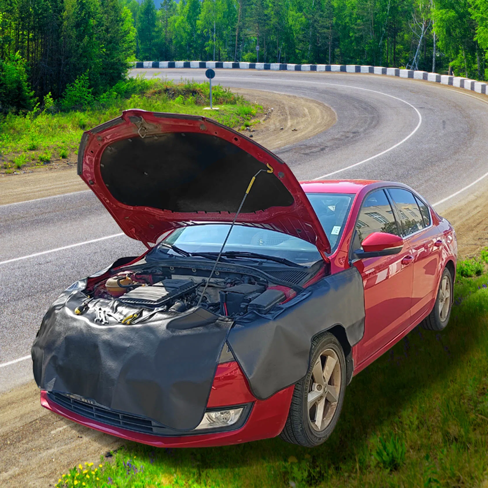 3-Piece Mechanic's Car Fender Covers with Durable Hooks