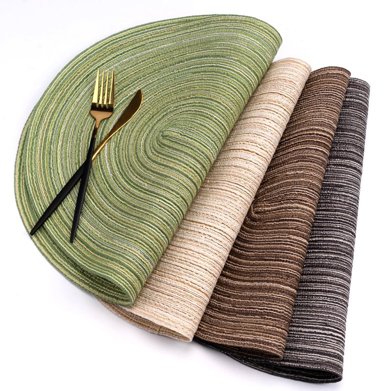 European Type Heat Insulation Elliptical Cotton Yarn Washable Woven Table Mat Placemats for Dining Table