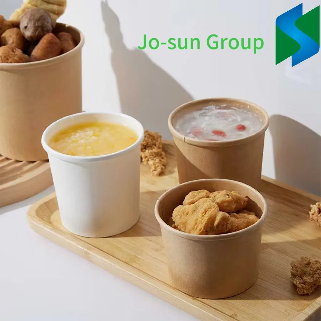 Take-out Packaging Paper Bucket Thickened Paper Bowl Wholesale Disposable Kraft Paper Soup Bucket with Lid
