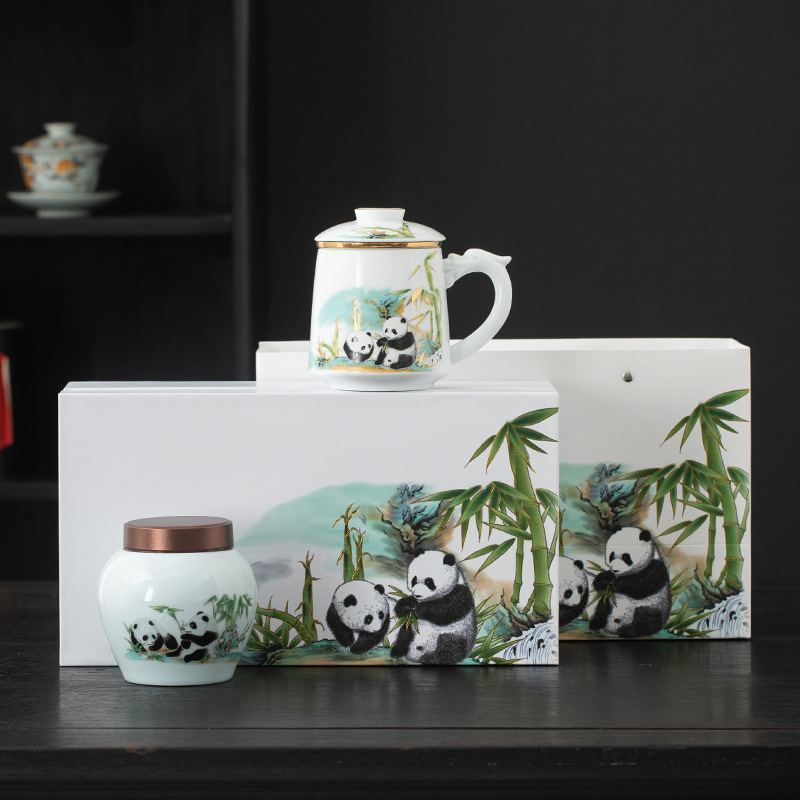 New Designed Practical National Tide Panda Gift Ceramic Water Porcelain Cup