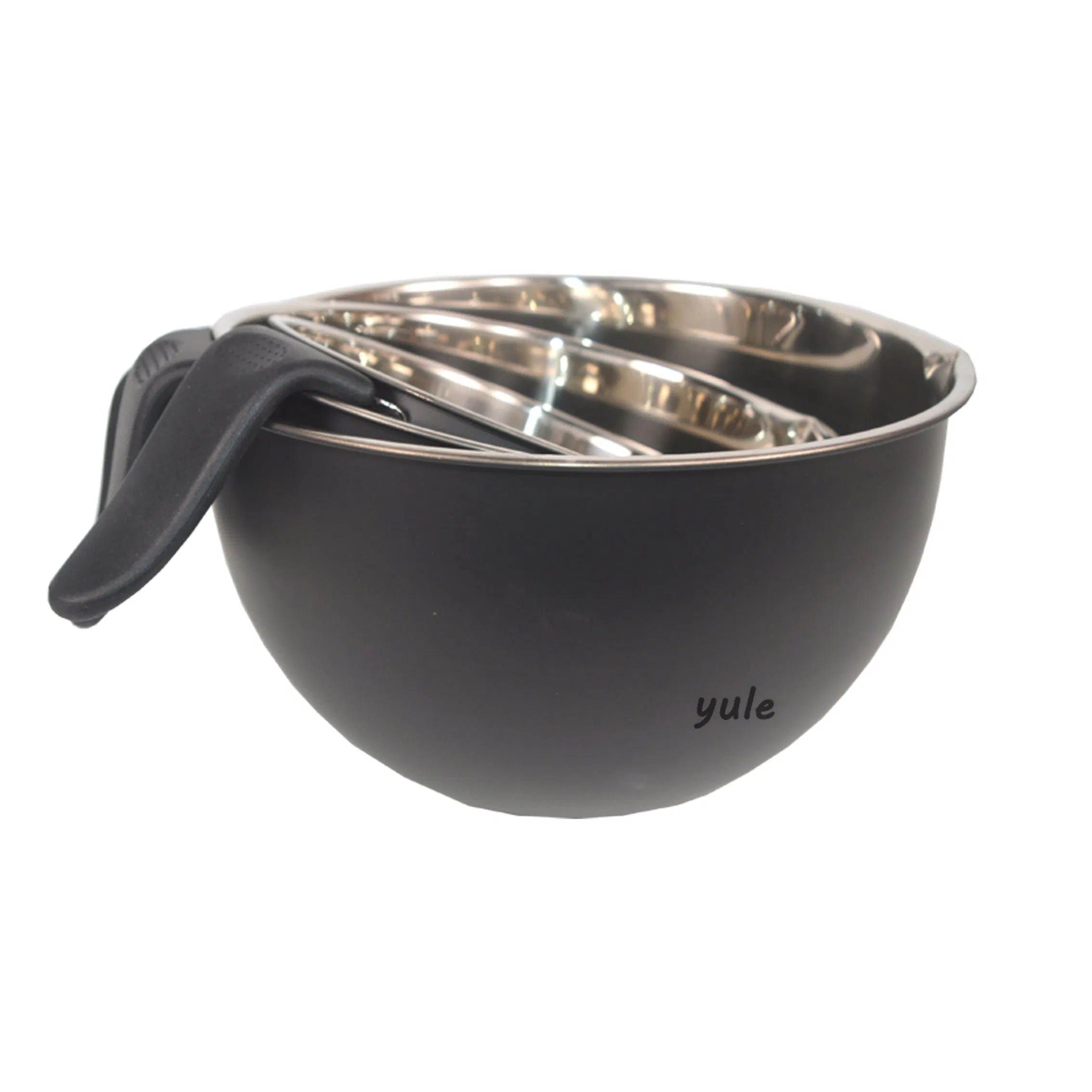 USA Holiday Present 3 PCS 1.5/3.0/5.0qt Food Grade Material Salad Bowl with Handle Stainless Steel Mixing Bowls Set