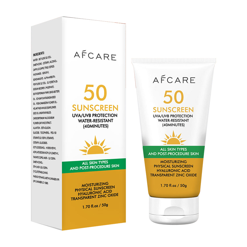 Private Label Organic Sun Screen Cream Waterproof Mineral Sunscreen Lotion SPF 50