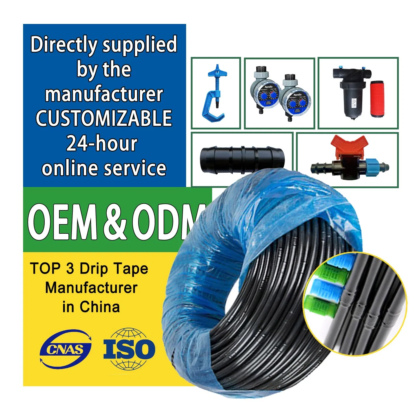 Agricultural HDPE Drip Irrigation Pipe Plastic Water Polyethylene Drip Line Drip Tape Pipe for Garden Farm Potatoes Peppers Onions