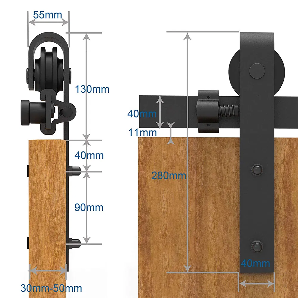Modern Design for Living Room Bathroom Entry Home Interior Use Track System, 5-16 FT Carbon Steel Sliding Barn Door Hardware Kits