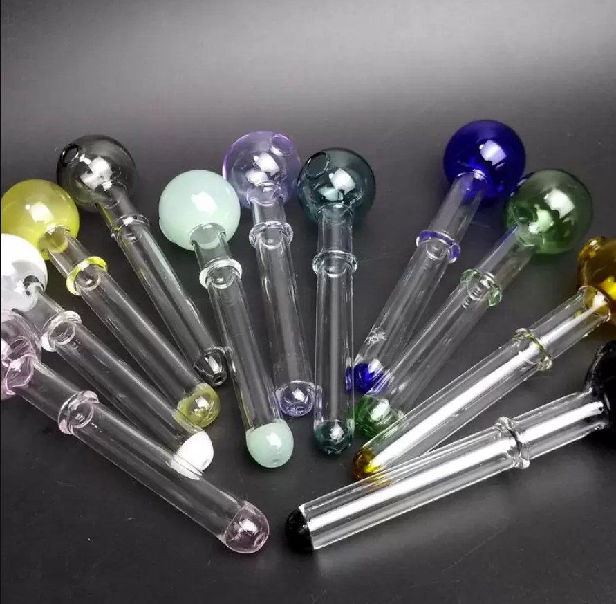 Colorful Great Pyrex 12cm Stright Type Round Ball Glass Smoking Pipes Oil Burner Pipe Glass Water Pipes