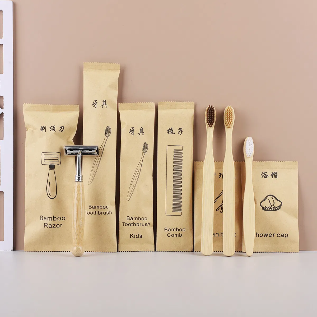 Custom Logo 100% Natural Bamboo Toothbrush Organic Eco-Friendly Biodegradable Tooth Brush