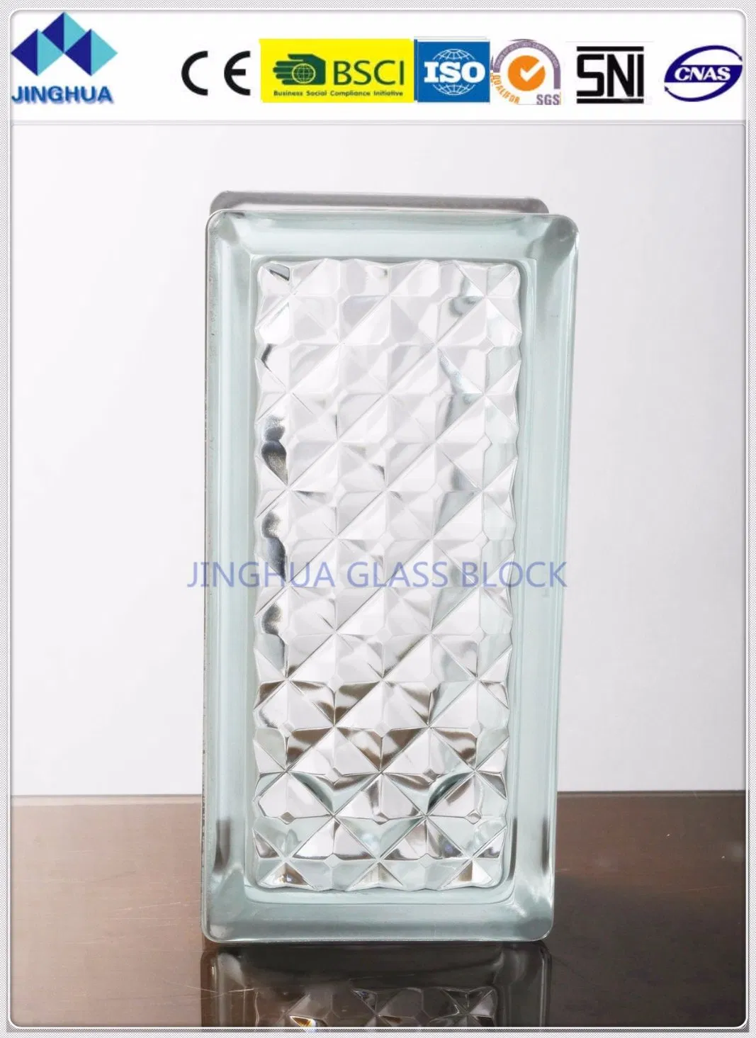 Jinghua Best Quality Cloudy Clear 90X190X80mm Glass Block/Brick