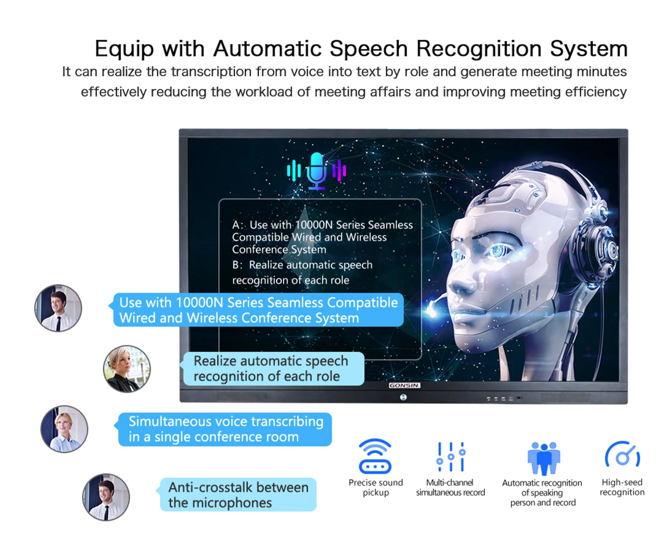 Wireless Conference System Conference Wireless Microphone with Ai Noise Reduction