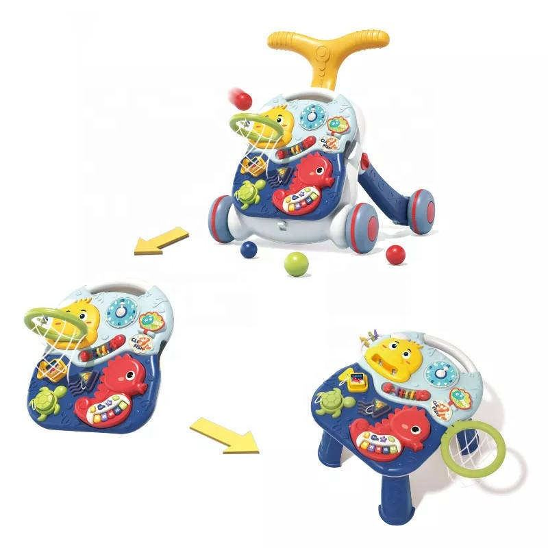 Samtoy 3 in 1new Multifunctional Adjustable Activity Table Sit to Stand Musical Baby Walkers for Kids