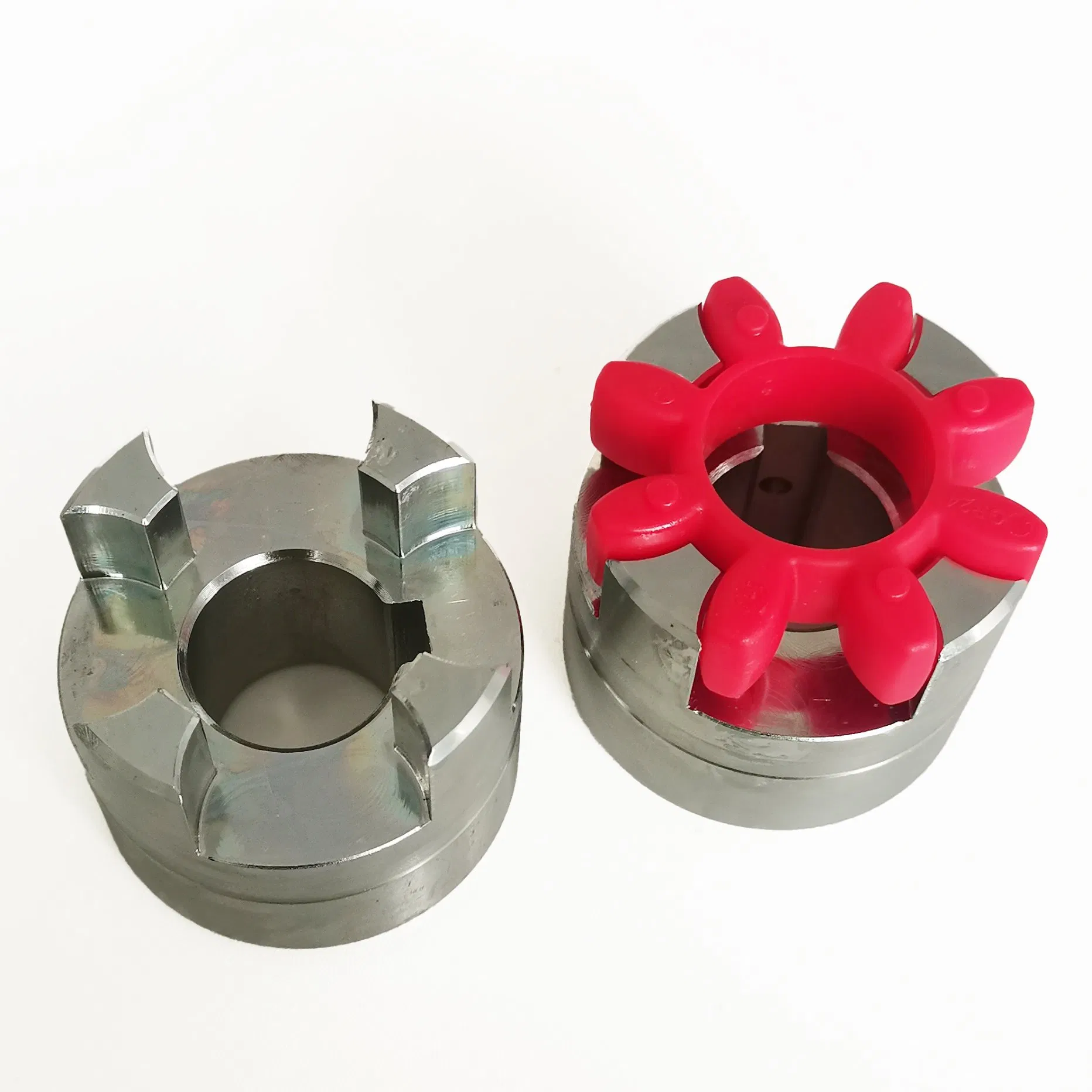 Customized 45 Steel Zinc Plated Star Shaped Elastic Coupling with Polyurethane Coupling Cushion