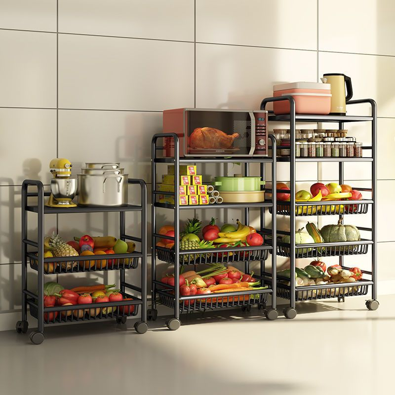 Kitchen Storage Rack Four Layers Folding Portable Removable Household Fruit Vegetable Snack Storage Basket