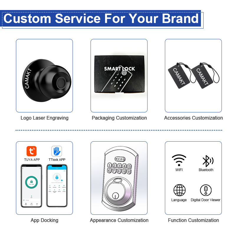 Keyless Ball Fingerprint Knob Lock Home Rechargeable Smart Locks Tuya Door Lock