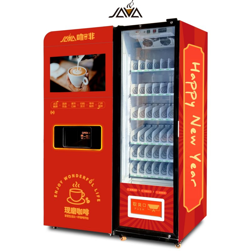Durable 24h Coffee Machine with Snack Vending Machine Combo