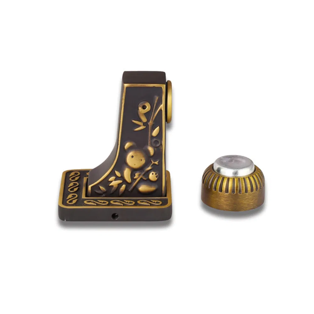 Luxury Golden Door Stopper Floor Wall Mounted Dual Purpose Hardware Premium Solid Brass Door Stopper for Interior Wooden Door