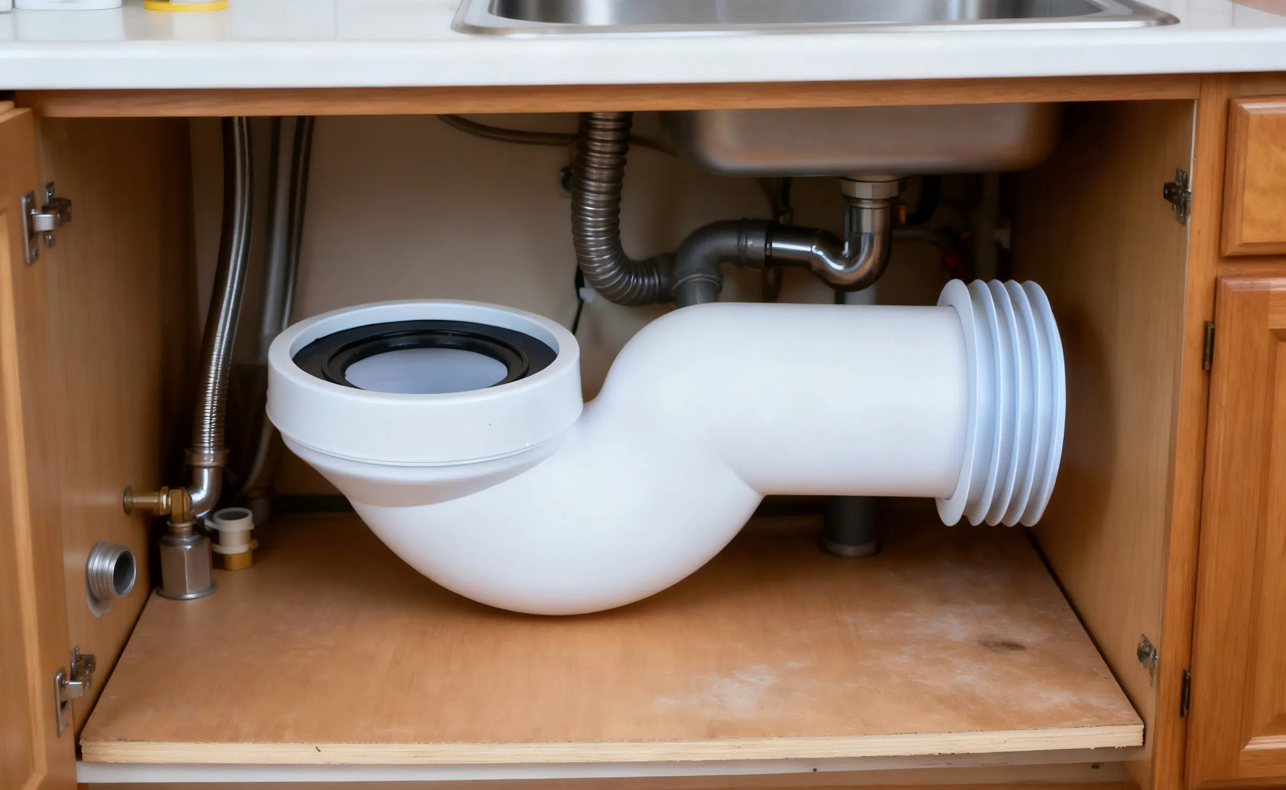 4 Inch Durable PP White Pan Connector - Leak-Proof & Corrosion-Resistant