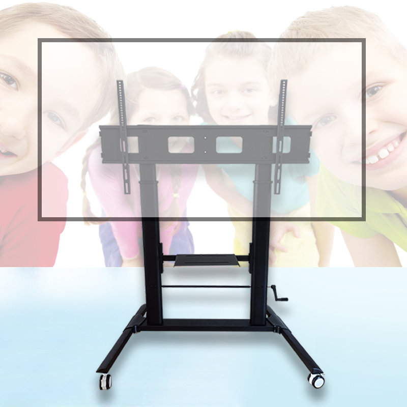 Hot Sale Movable Manual Height Adjustable Stand LCD Economic Stable with 360 Degree Rotation Wheel No Power Required Effortless Adjustments Movable Stand