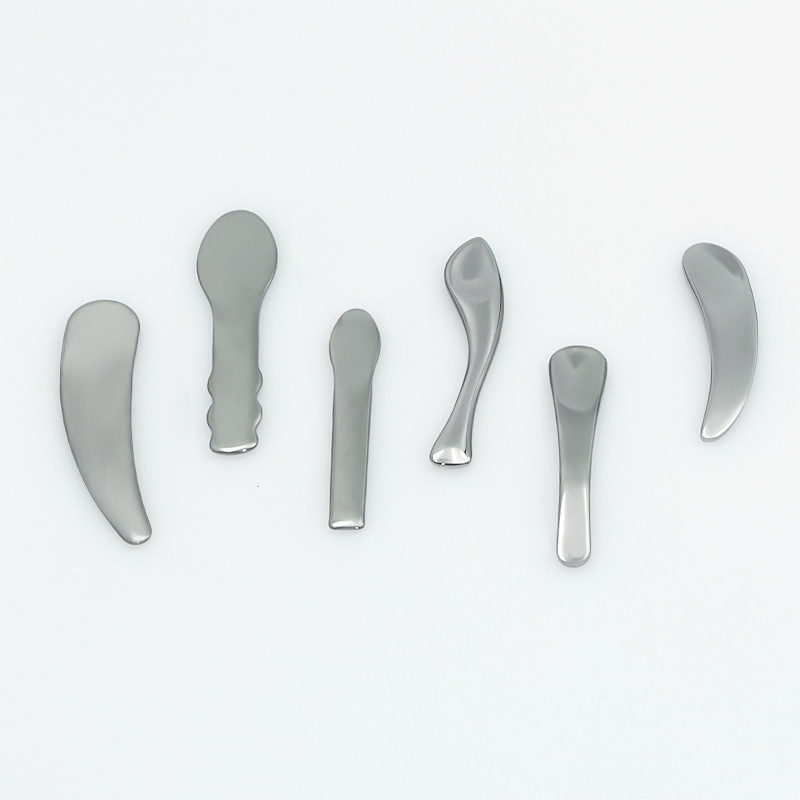 Metal Makeup Spatula Set Leather Pouch Cream Application Makeup Tool