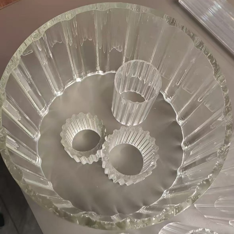 Fluted Reeded Glass Tube Borosilicate 3.3 Inner Ribbed Glass Tubing with Holes for Glass Lampshade