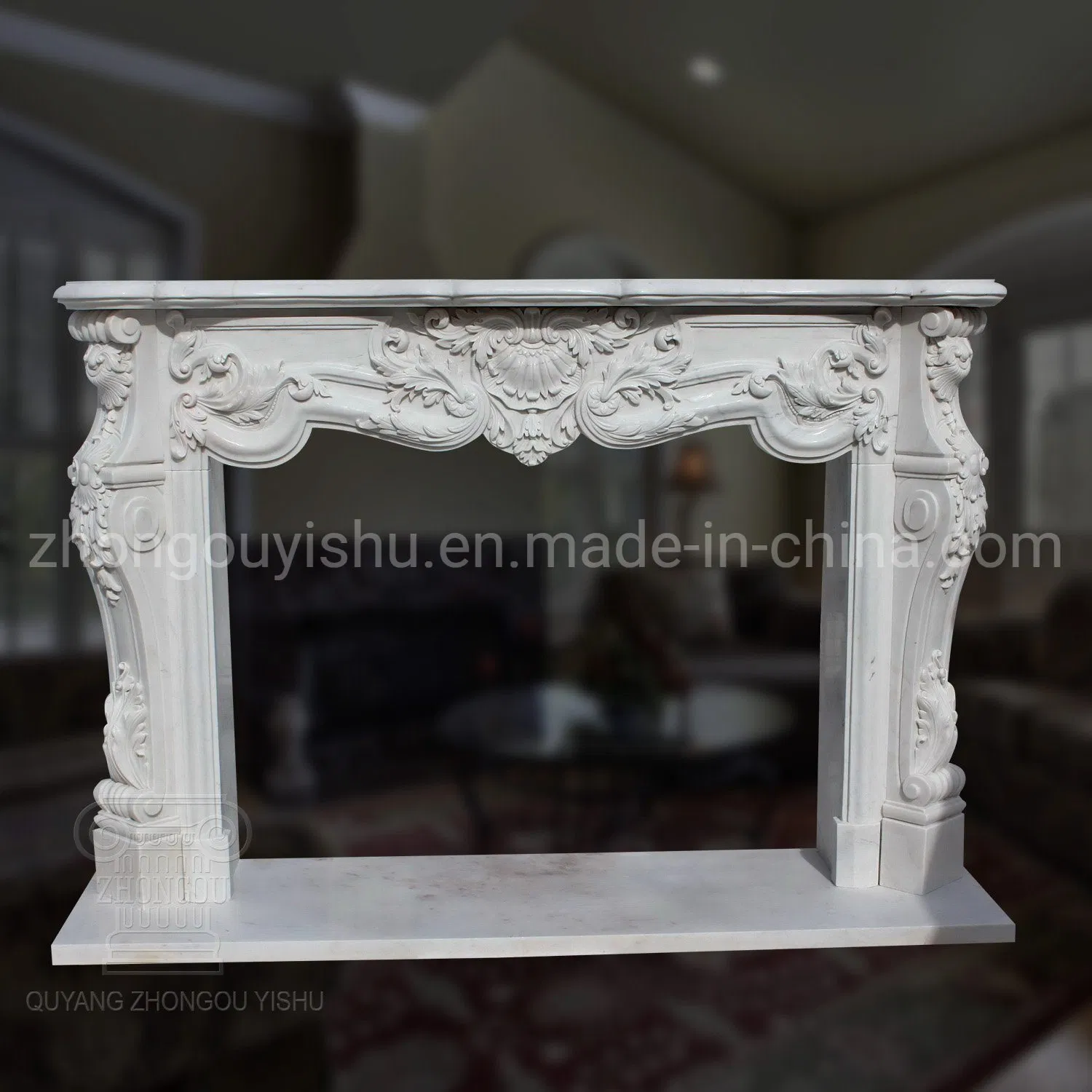 Gorgeous European Style Hand Carved Marble Fireplace Mantel